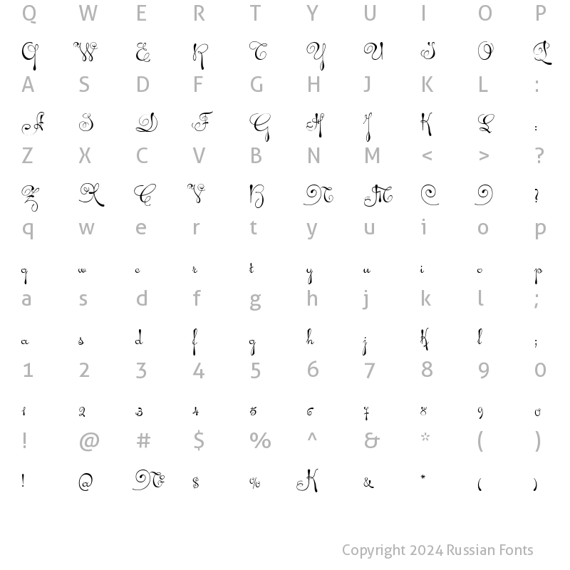 Character Map of Ariadna script Regular