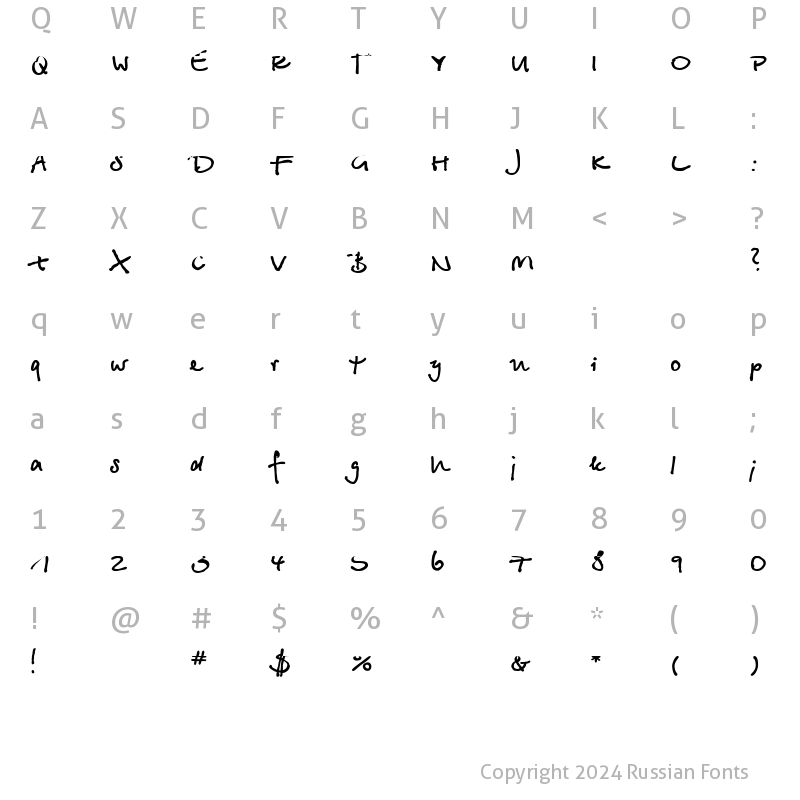 Character Map of Betina Script Rus Bold