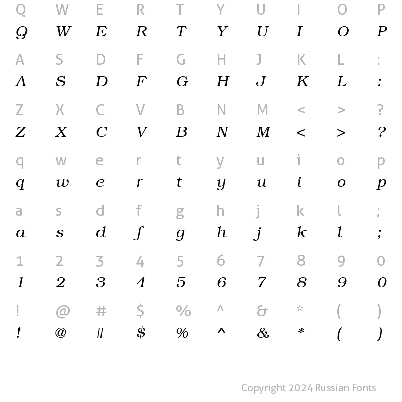 Character Map of BookmanC Italic