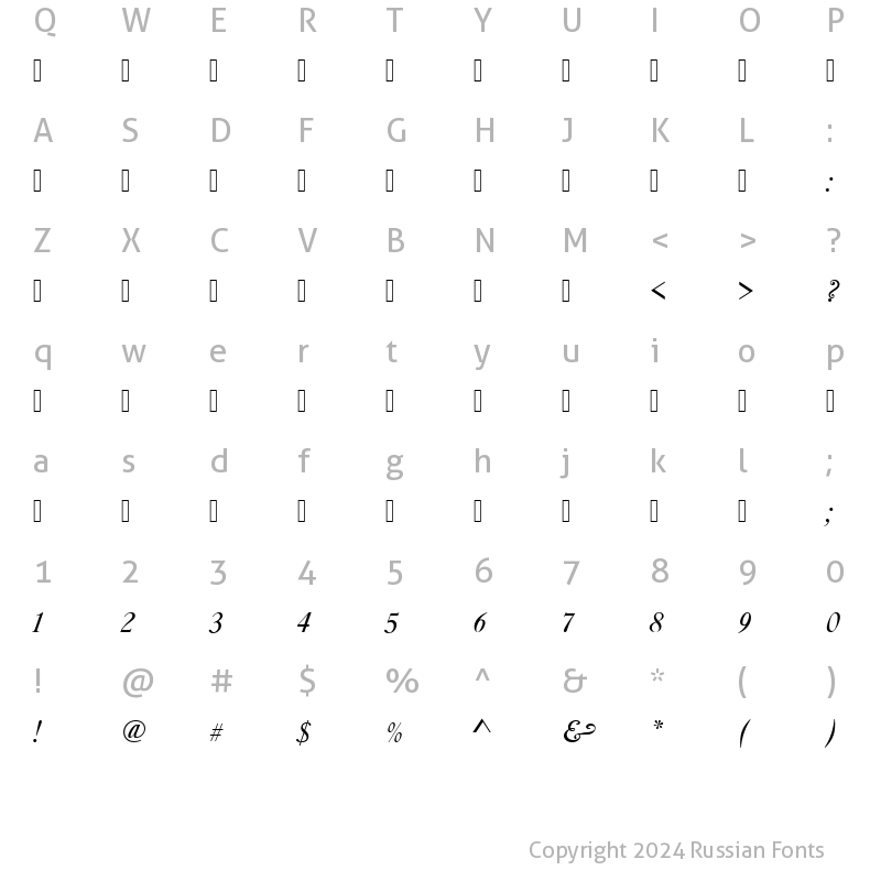 Character Map of CaslonSwashC Italic