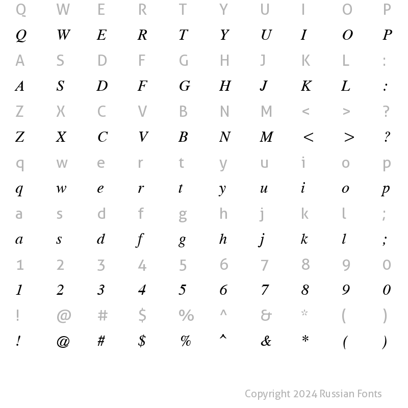 Character Map of CG Times Italic