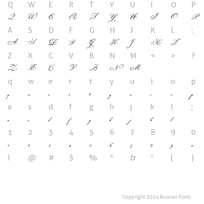 Character Map of Champignon script Regular