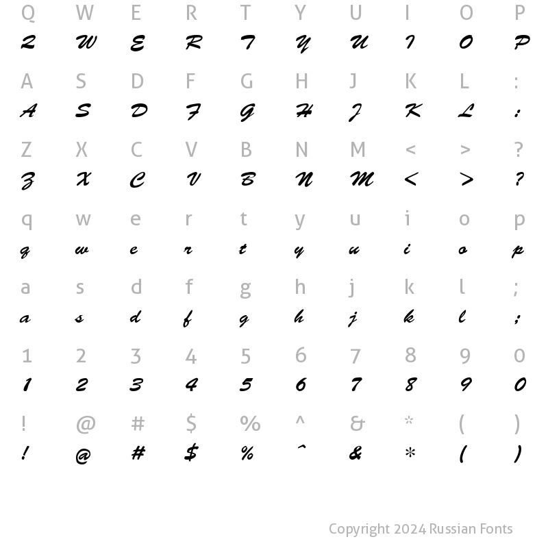 Character Map of CyrillicBrush Medium