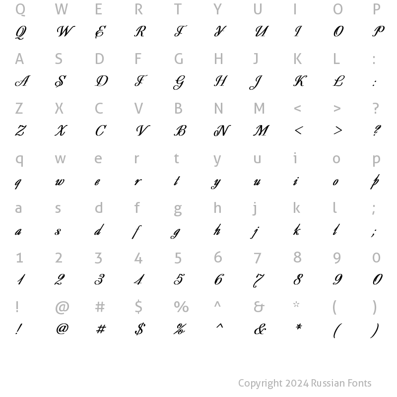 Character Map of Decor Bold Italic