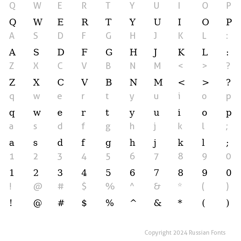 Character Map of DejaVu Serif Book