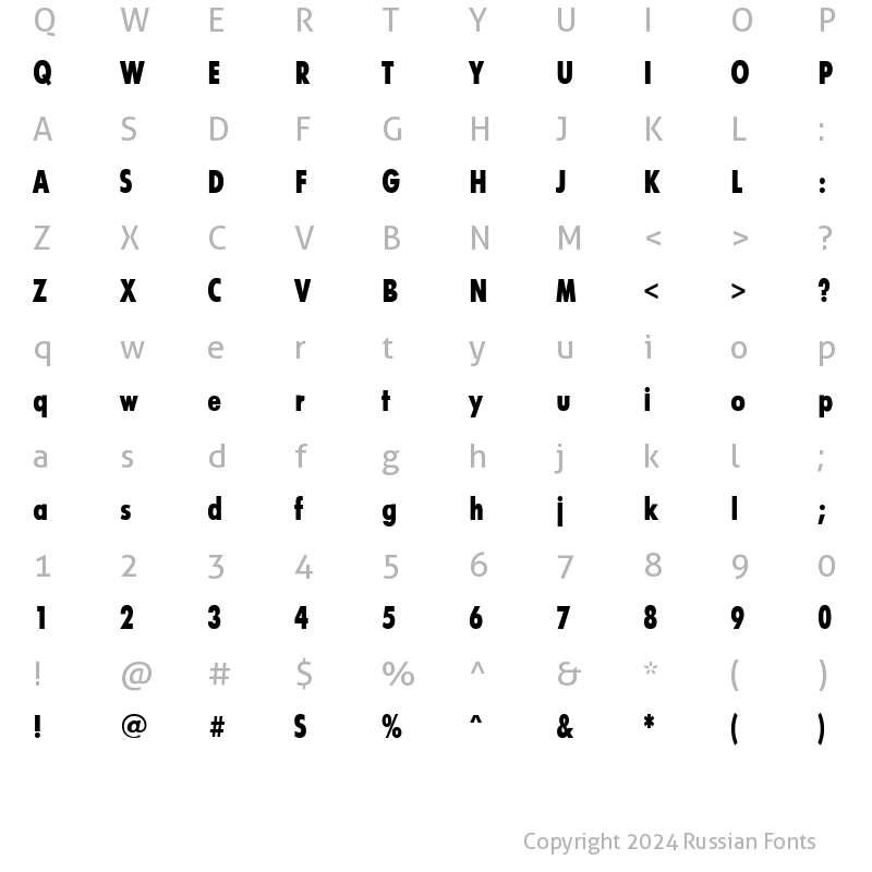 Character Map of FuturisXCondCTT Regular