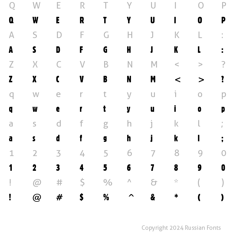 Character Map of Gothic821 Cn TL Regular