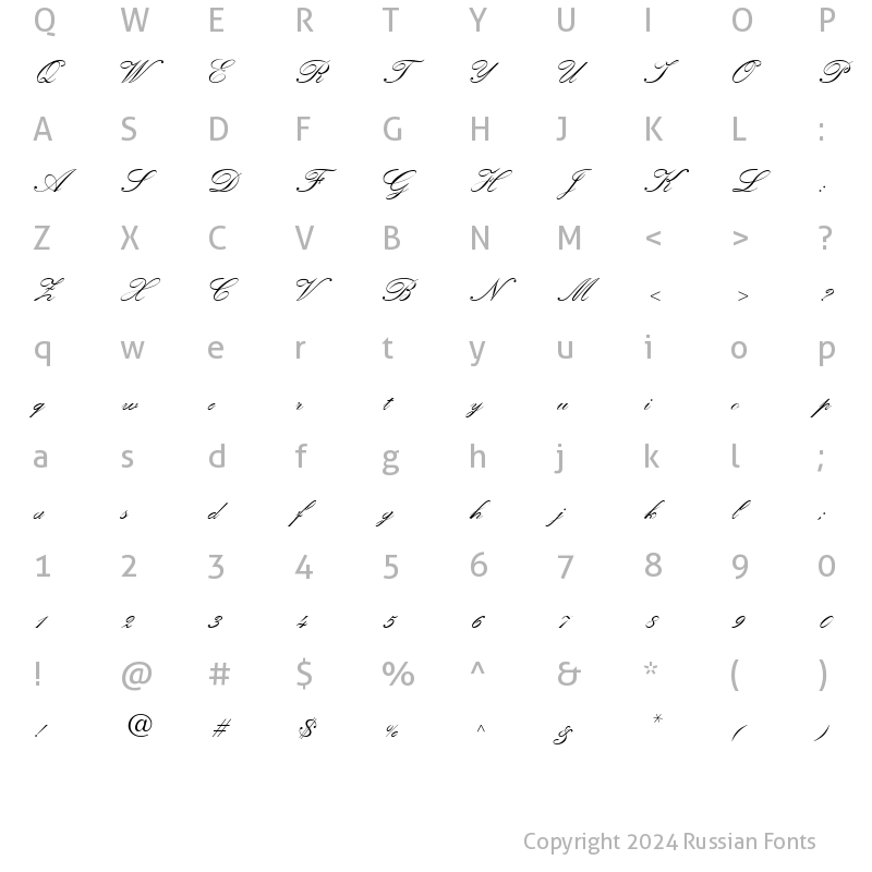 Character Map of Heather Script Two Regular