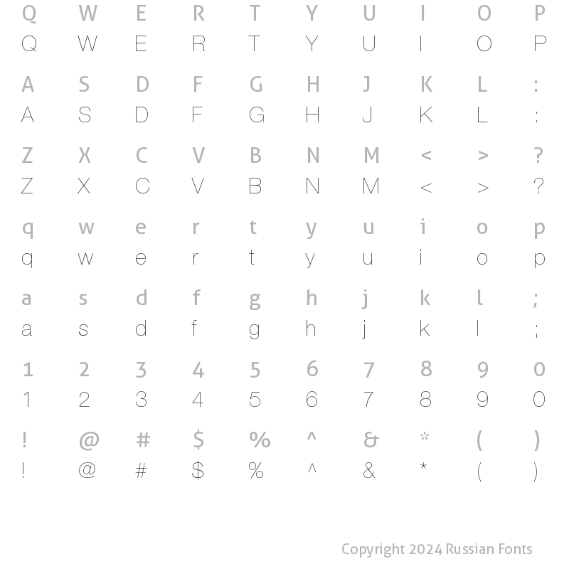 Character Map of HelveticaNeueCyr UltraLight