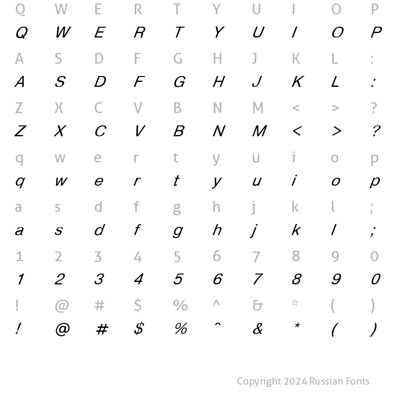 Character Map of ????????????????????? Italic