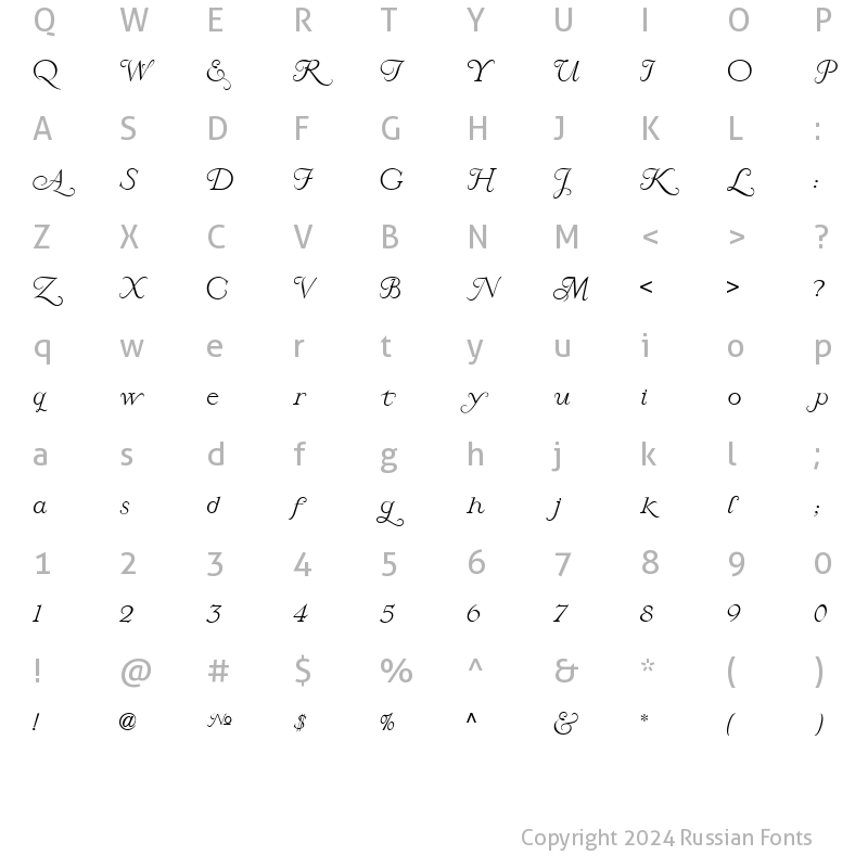 Character Map of Larisa script Regular
