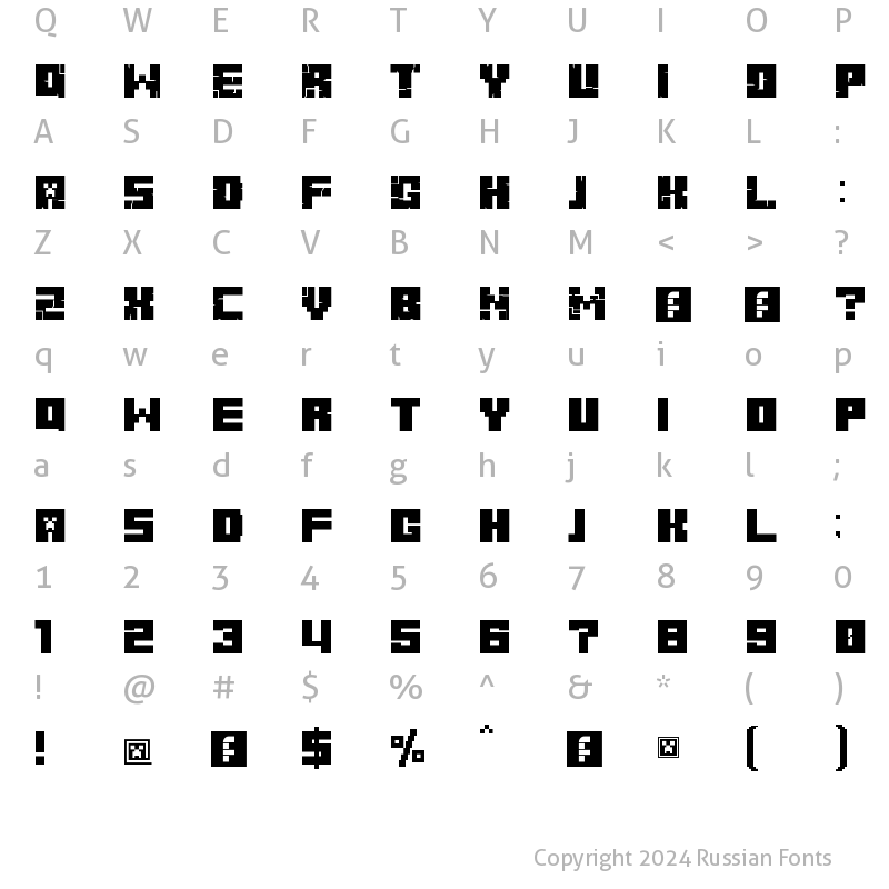 Character Map of Minecraft Title Cyrillic Regular