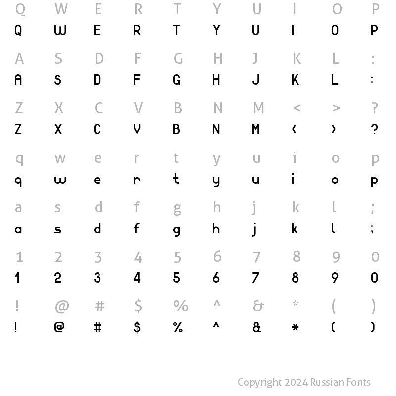 Character Map of Modern Sans Serif 7 Regular