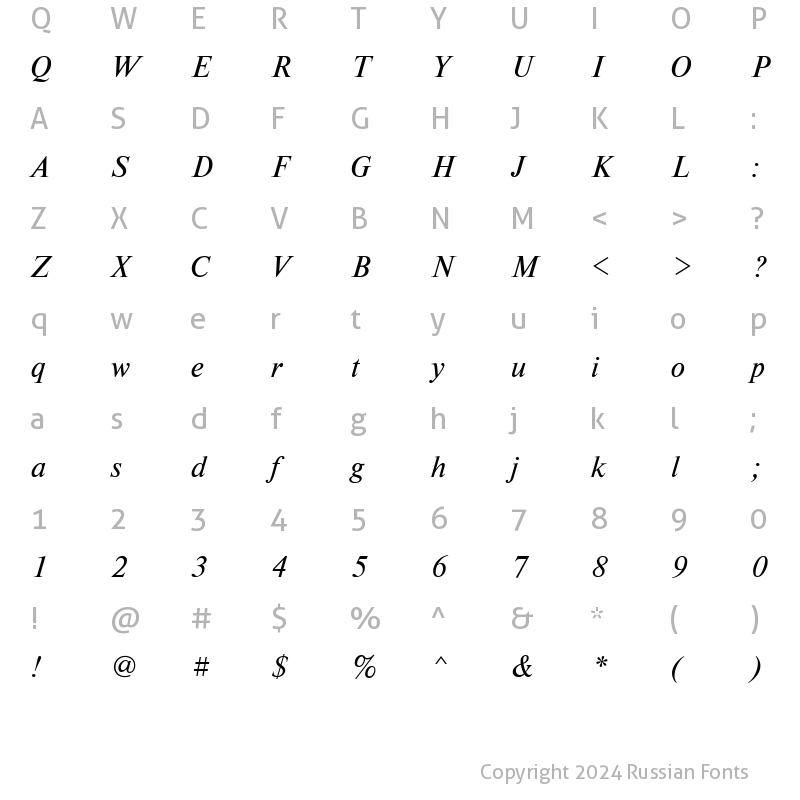 Character Map of NewtonWINCTT Italic