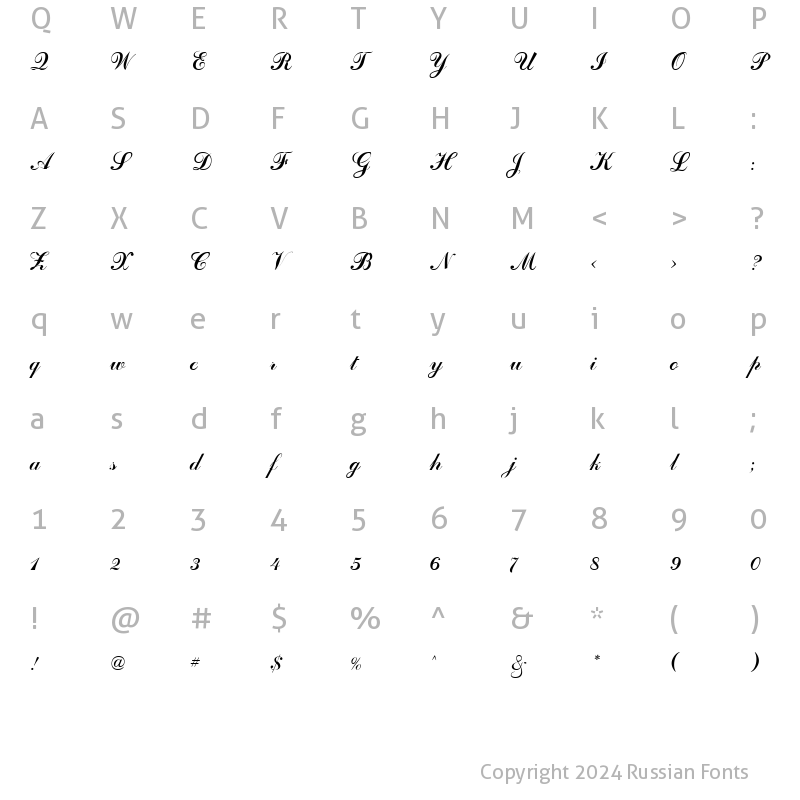 Character Map of Odessa Script Cyr Regular
