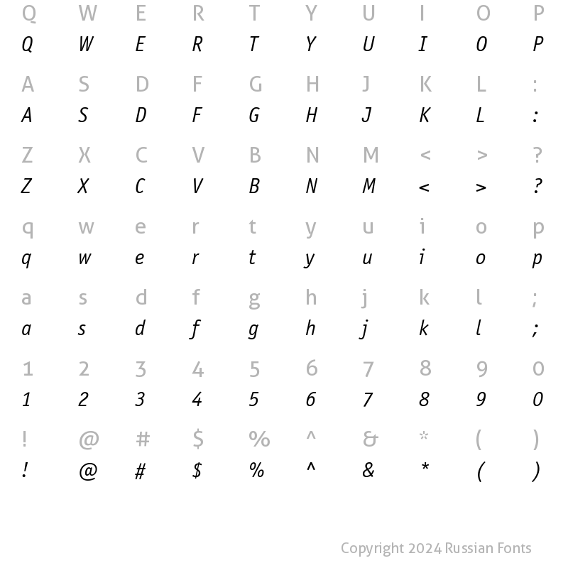 Character Map of OfficinaSansBookC Italic