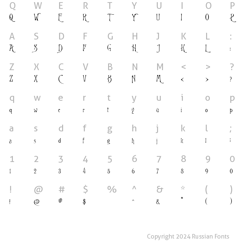 Character Map of Rigoletto Regular