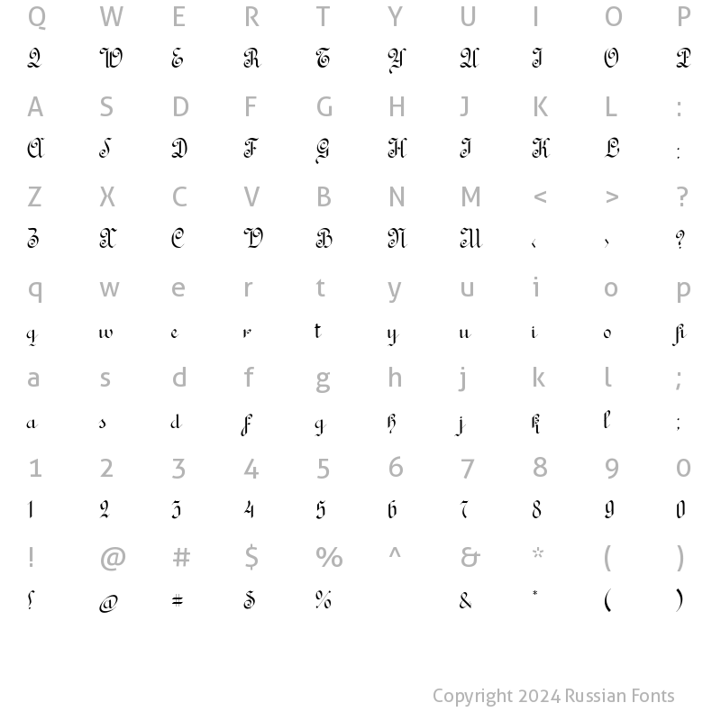 Character Map of Rondo Ancient Two Regular