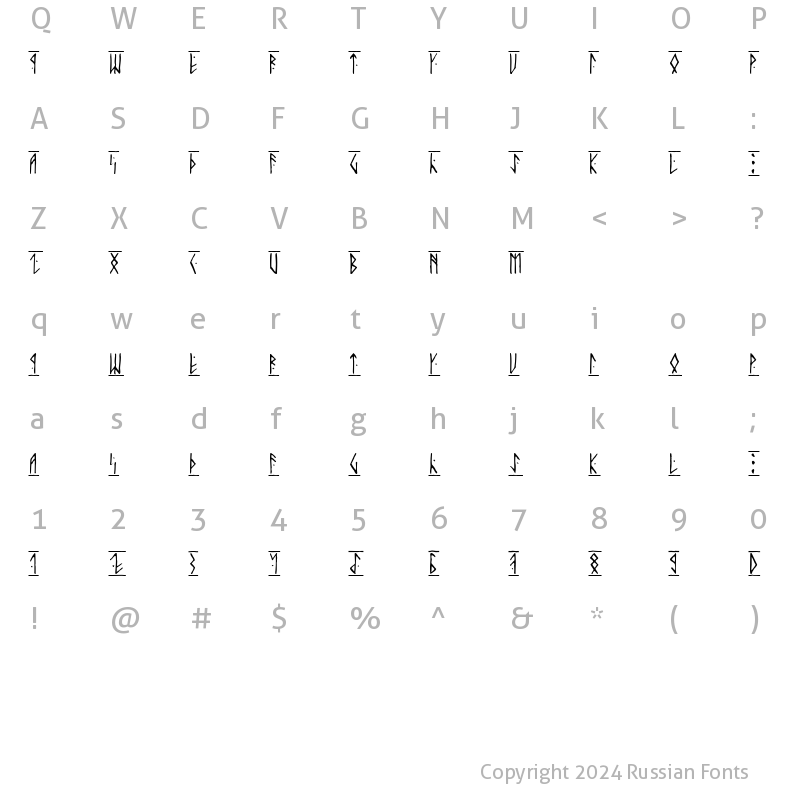 Character Map of Runic Alt Regular