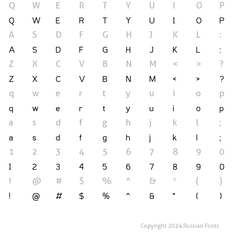 Character Map of Sanitrixie Regular