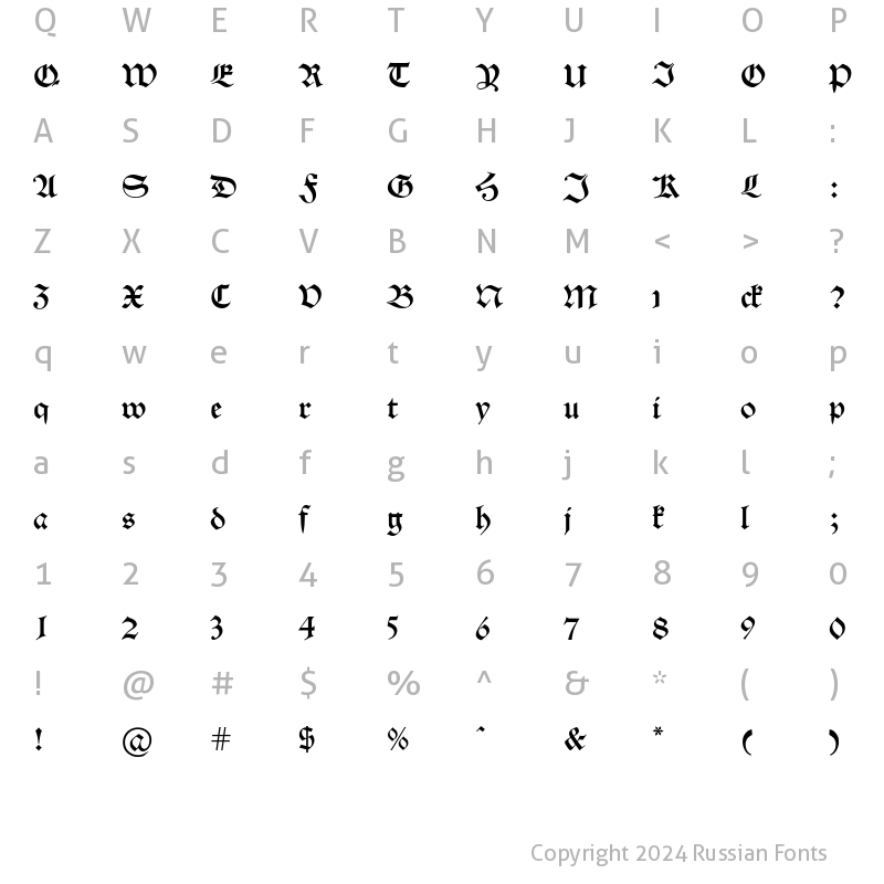 Character Map of Schwabacher Regular