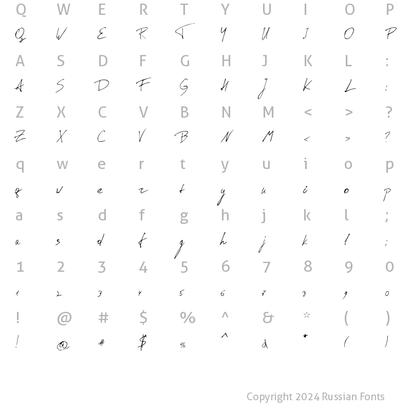 Character Map of Shlapak Script Regular