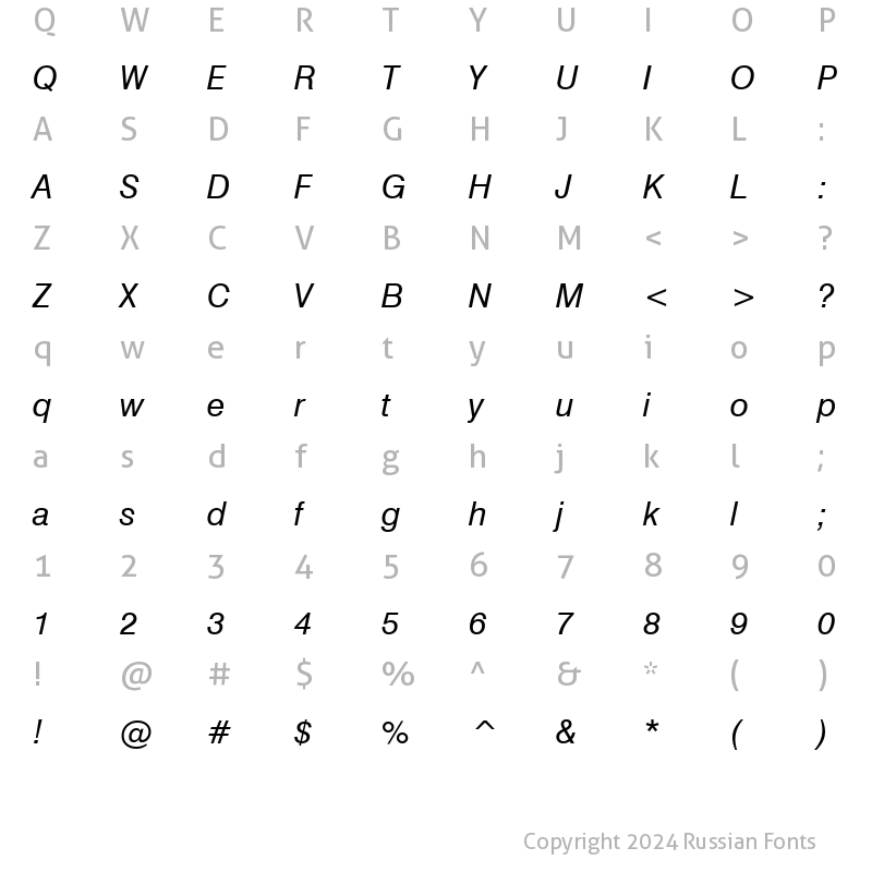 Character Map of Swis721 Win95BT Italic