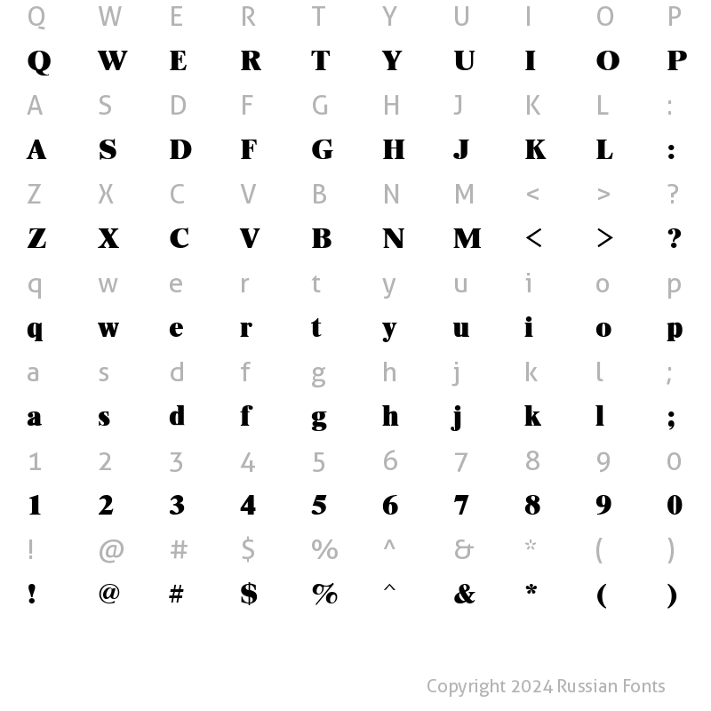 Character Map of TimesETX Rus