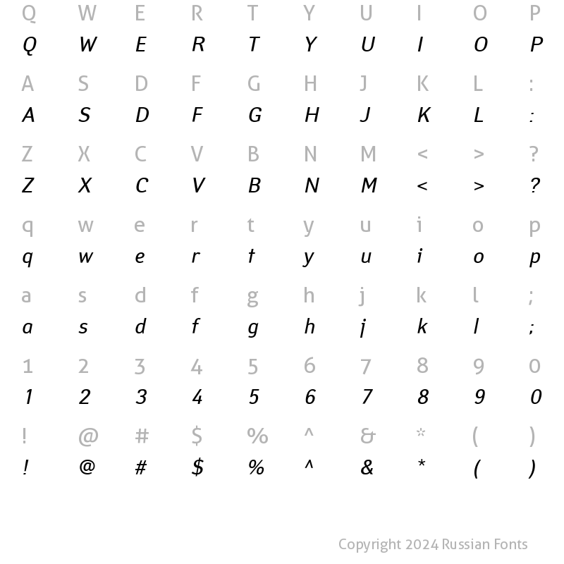 Character Map of YanusC Italic