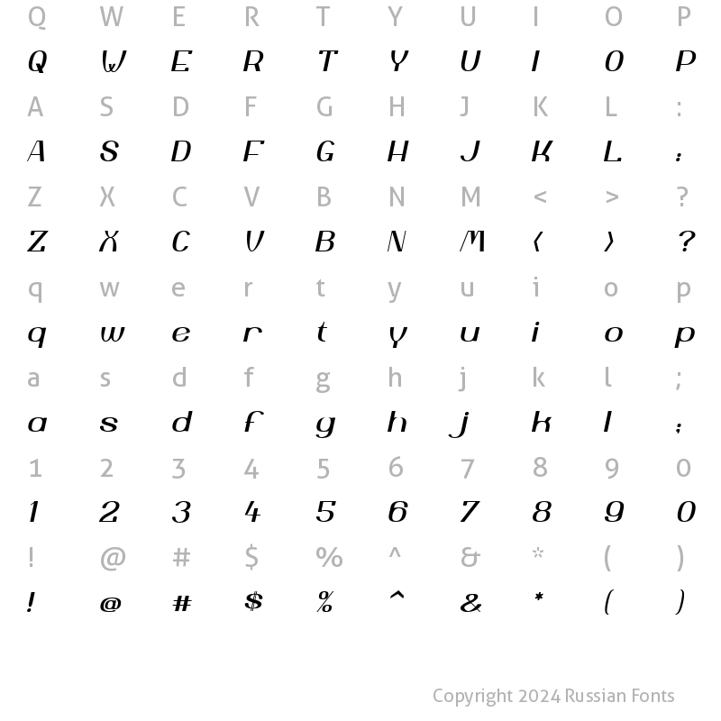 Character Map of Yiggivoo Unicode Italic